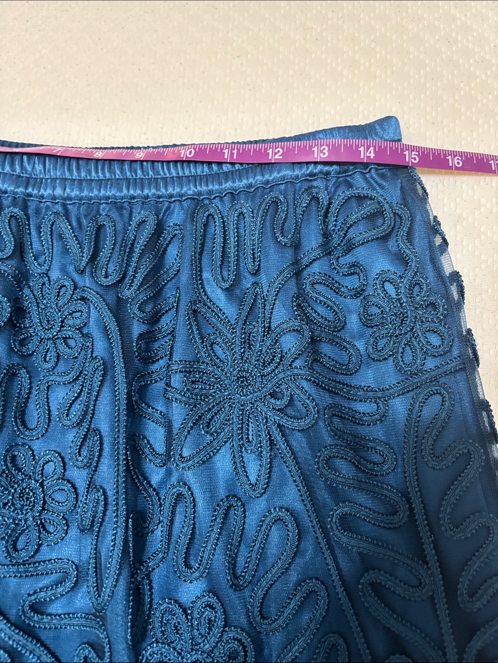 Soulmates Teal Blue Floral Beaded Lace 3-piece skirt suit - Picture 11 of 14
